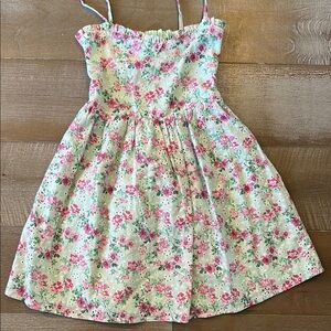 Janie and Jack Pink and green eyelet Sundress Sleeveless Spaghetti Strap